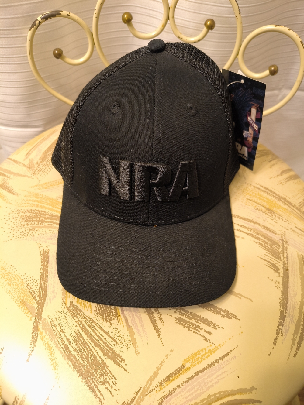 NRA Black Embroidered Mesh-Back Cap